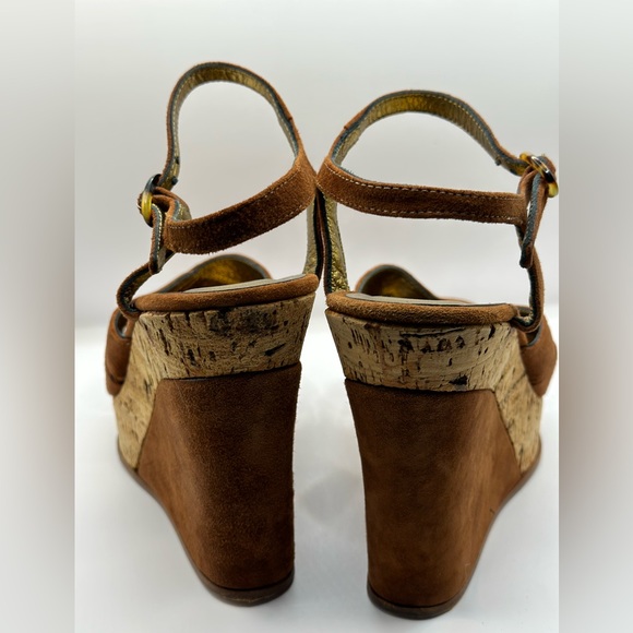 DOLCE & GABBANA / D & G - Brown Suede Platform Wedge with Cork Heel - Picture 2 of 7